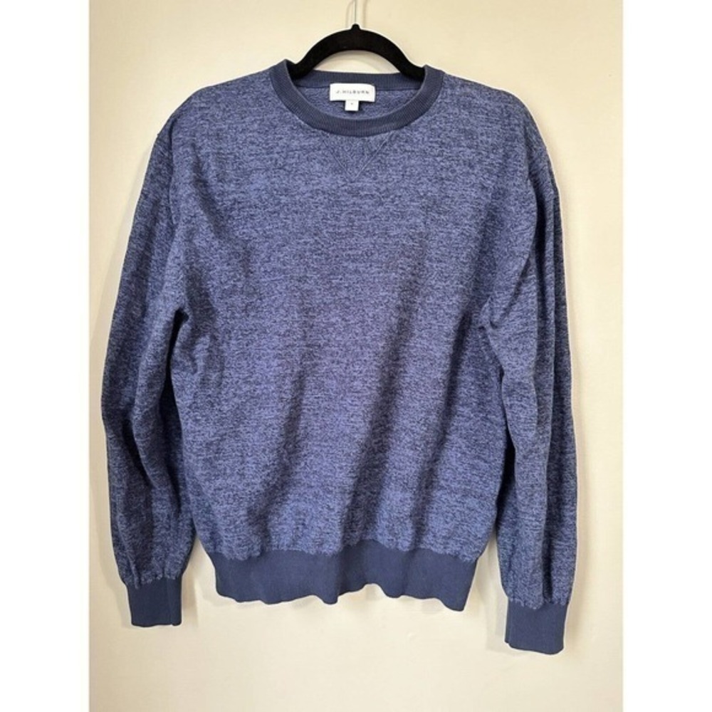 J Hilburn Sweater shirt Men's Medium Blue Cotton 5% Cashmere Long Sleeve‎ shirt
